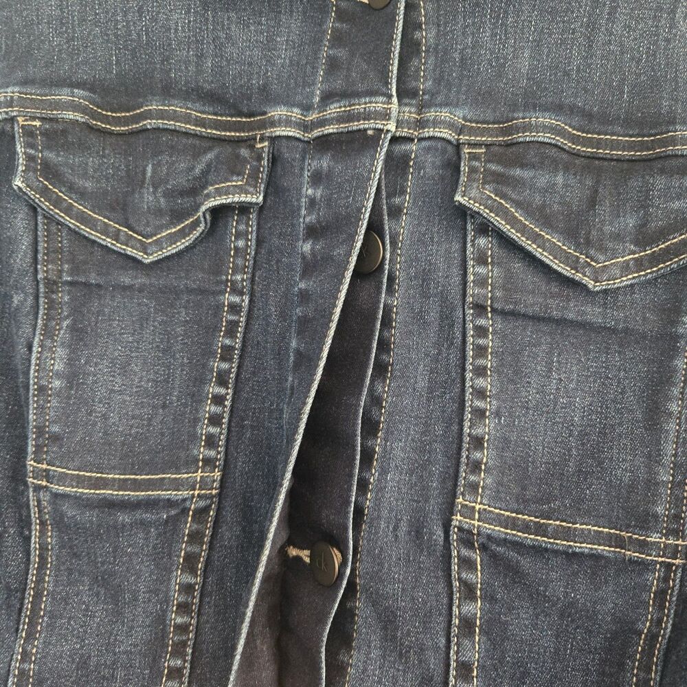 Calvin Klein Jeans Women’s Cropped Denim Trucker Jacket Dark Wash Size Small - Picture 5 of 8